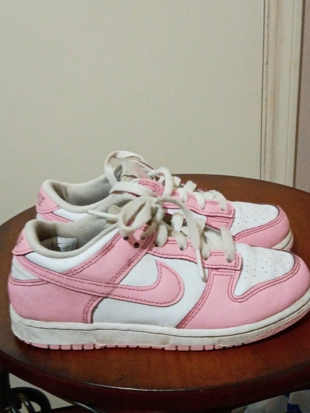 Nike Dunk Low Shoes Youth Size 1Y Pink White Leather Sneakers FB9108-125
